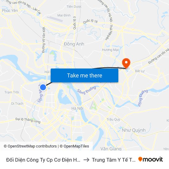 Đối Diện Công Ty Cp Cơ Điện Hn- Đường Đức Thắng to Trung Tâm Y Tế Thị Xã Từ Sơn map