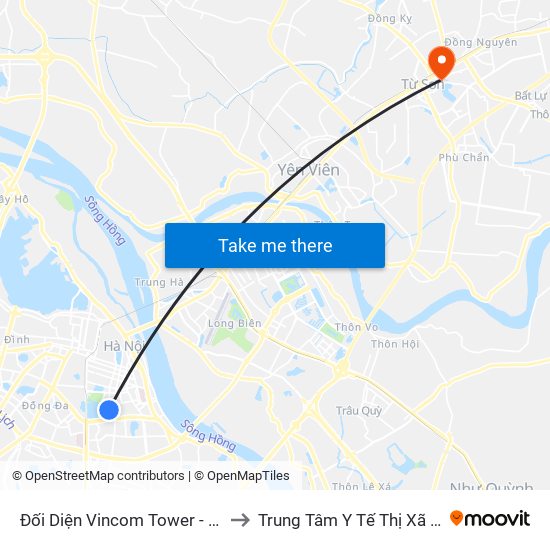 Đối Diện Vincom Tower - Bà Triệu to Trung Tâm Y Tế Thị Xã Từ Sơn map