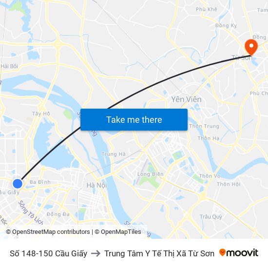 Số 148-150 Cầu Giấy to Trung Tâm Y Tế Thị Xã Từ Sơn map