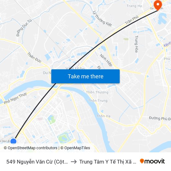 549 Nguyễn Văn Cừ (Cột Trước) to Trung Tâm Y Tế Thị Xã Từ Sơn map