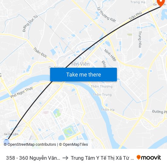 358 - 360 Nguyễn Văn Cừ to Trung Tâm Y Tế Thị Xã Từ Sơn map