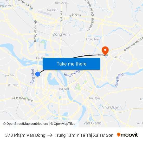 373 Phạm Văn Đồng to Trung Tâm Y Tế Thị Xã Từ Sơn map