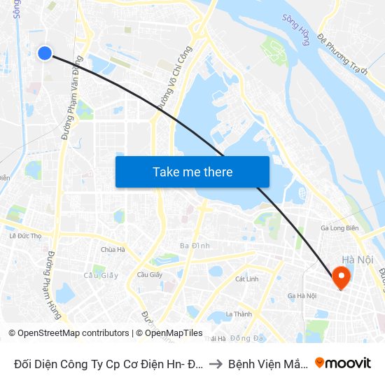 Đối Diện Công Ty Cp Cơ Điện Hn- Đường Đức Thắng to Bệnh Viện Mắt Hà Nội map