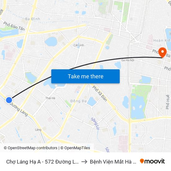 Chợ Láng Hạ A - 572 Đường Láng to Bệnh Viện Mắt Hà Nội map