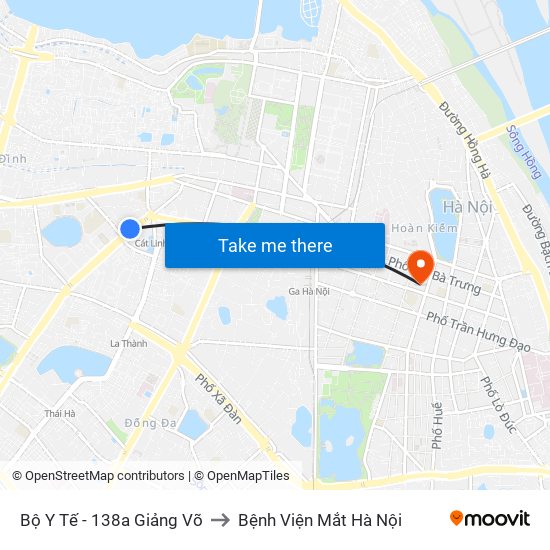 Bộ Y Tế - 138a Giảng Võ to Bệnh Viện Mắt Hà Nội map