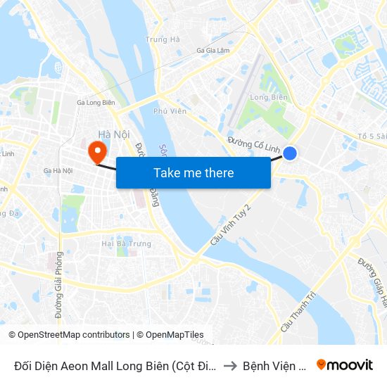 Đối Diện Aeon Mall Long Biên (Cột Điện T4a/2a-B Đường Cổ Linh) to Bệnh Viện Mắt Hà Nội map