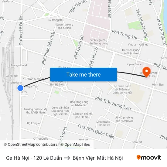 Ga Hà Nội - 120 Lê Duẩn to Bệnh Viện Mắt Hà Nội map