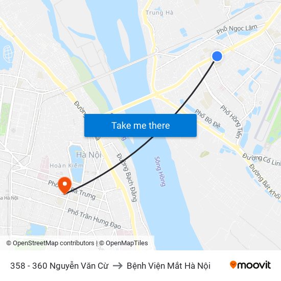 358 - 360 Nguyễn Văn Cừ to Bệnh Viện Mắt Hà Nội map