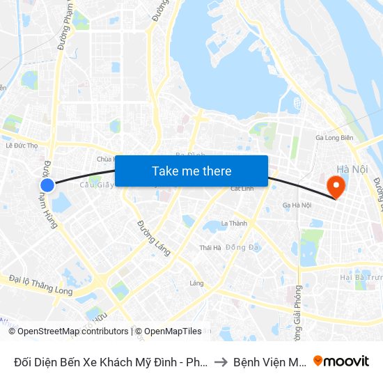 Đối Diện Bến Xe Khách Mỹ Đình - Phạm Hùng (Cột Trước) to Bệnh Viện Mắt Hà Nội map