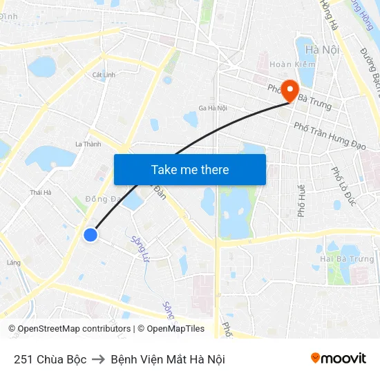 251 Chùa Bộc to Bệnh Viện Mắt Hà Nội map