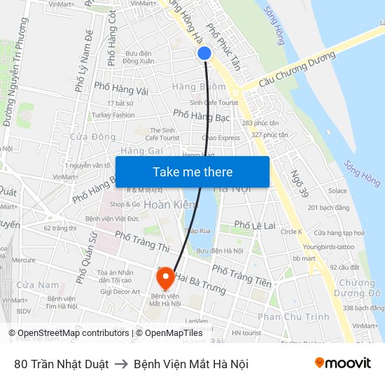 80 Trần Nhật Duật to Bệnh Viện Mắt Hà Nội map