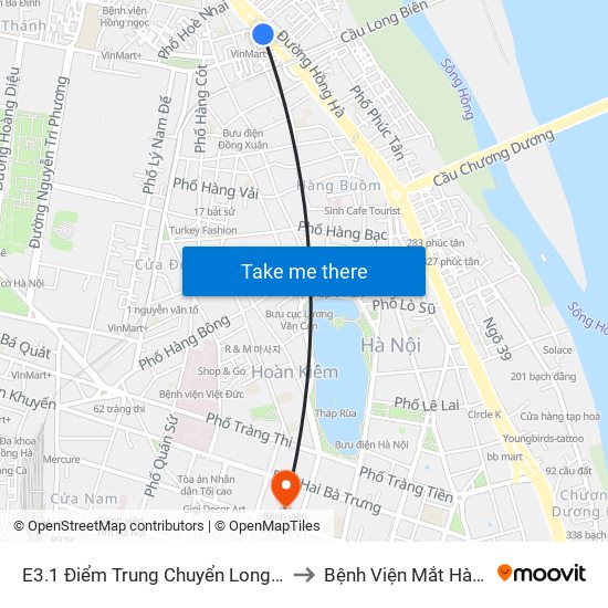 E3.1 Điểm Trung Chuyển Long Biên to Bệnh Viện Mắt Hà Nội map