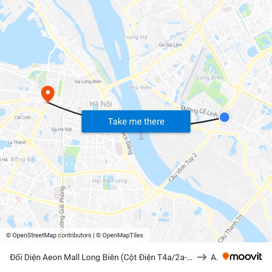 Đối Diện Aeon Mall Long Biên (Cột Điện T4a/2a-B Đường Cổ Linh) to A2 map