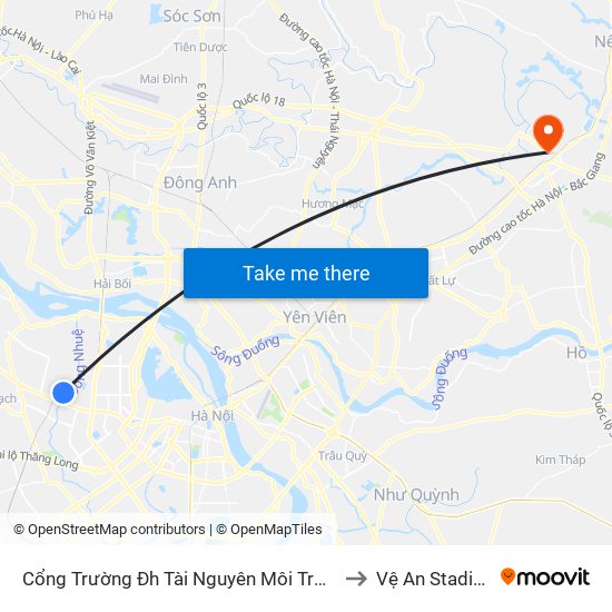 Cổng Trường Đh Tài Nguyên Môi Trường to Vệ An Stadium map