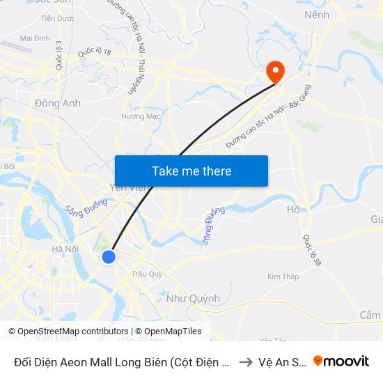 Đối Diện Aeon Mall Long Biên (Cột Điện T4a/2a-B Đường Cổ Linh) to Vệ An Stadium map