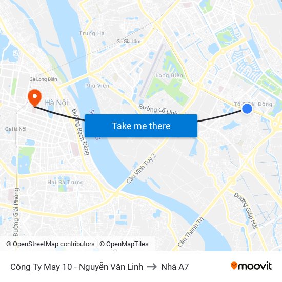 Công Ty May 10 - Nguyễn Văn Linh to Nhà A7 map