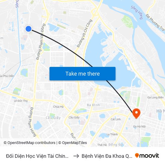 Đối Diện Học Viện Tài Chính - Đường Đức Thắng to Bệnh Viện Đa Khoa Quốc Tế Hồng Hà map