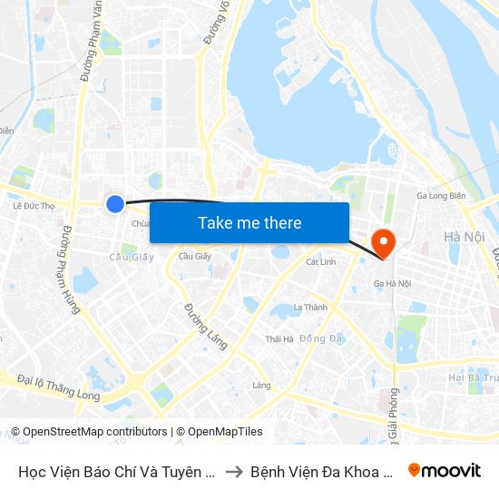 Học Viện Báo Chí Và Tuyên Truyền - 36 Xuân Thủy to Bệnh Viện Đa Khoa Quốc Tế Hồng Hà map