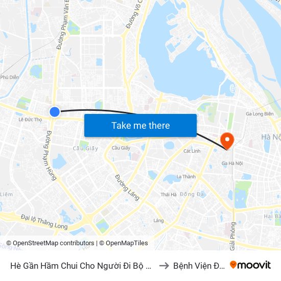 Hè Gần Hầm Chui Cho Người Đi Bộ Qua Đường Khu Vực Cầu Mai Dịch (Trước Cổng Trường Đhnn 70m) to Bệnh Viện Đa Khoa Quốc Tế Hồng Hà map