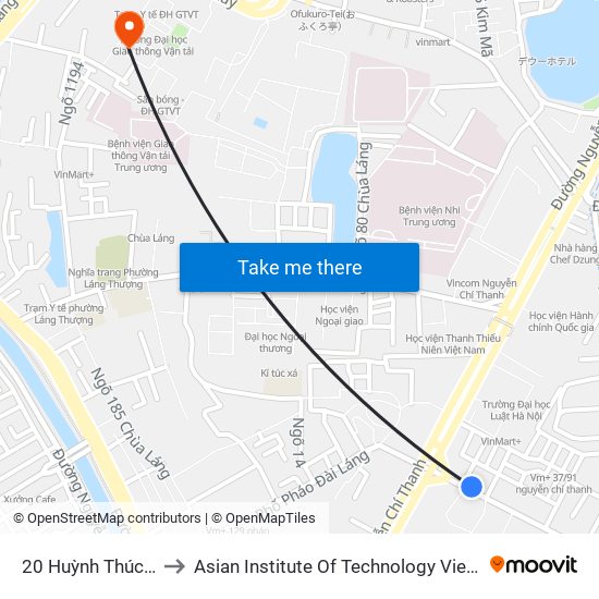 20 Huỳnh Thúc Kháng to Asian Institute Of Technology Vietnam (Ait-Vn) map
