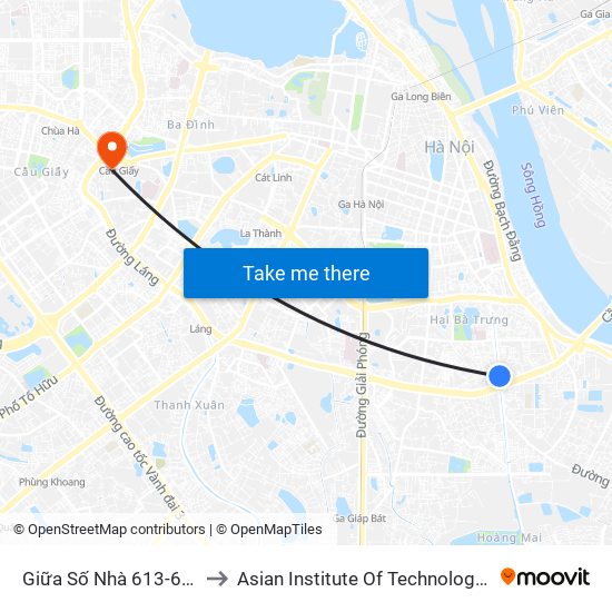 Giữa Số Nhà 613-615 Kim Ngưu to Asian Institute Of Technology Vietnam (Ait-Vn) map
