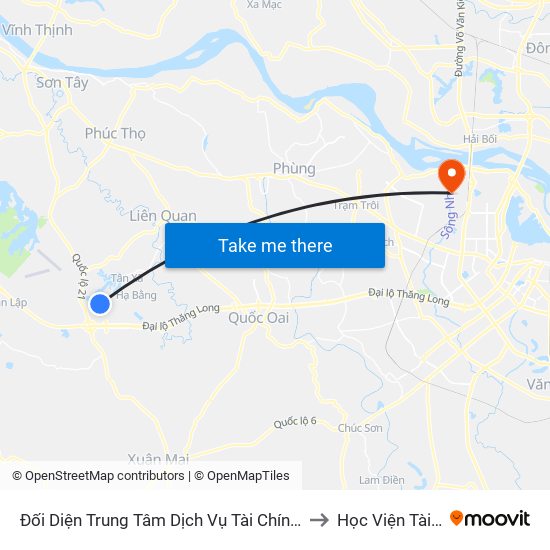 Đối Diện Trung Tâm Dịch Vụ Tài Chính Bộ Tài Chính to Học Viện Tài Chính map