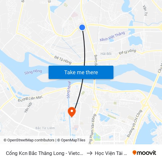 Cổng Kcn Bắc Thăng Long - Vietcombank to Học Viện Tài Chính map