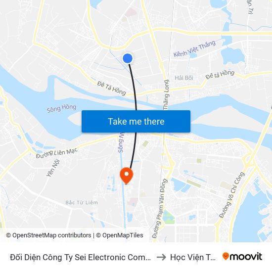 Đối Diện Công Ty Sei Electronic Components-Việt Nam to Học Viện Tài Chính map