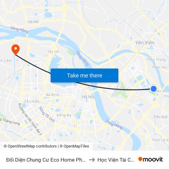 Đối Diện Chung Cư Eco Home Phúc Lợi to Học Viện Tài Chính map