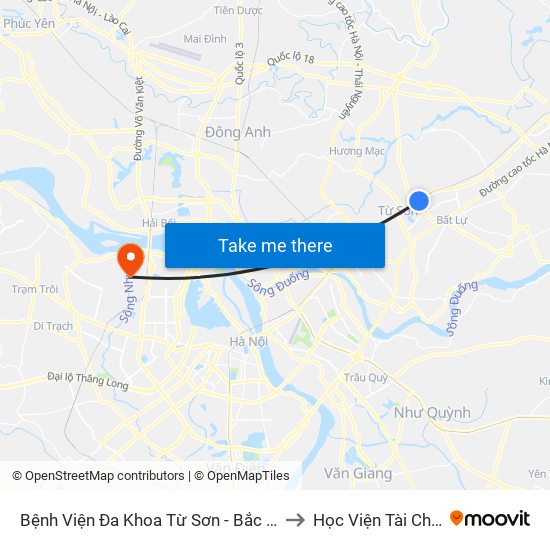 Bệnh Viện Đa Khoa Từ Sơn - Bắc Ninh to Học Viện Tài Chính map