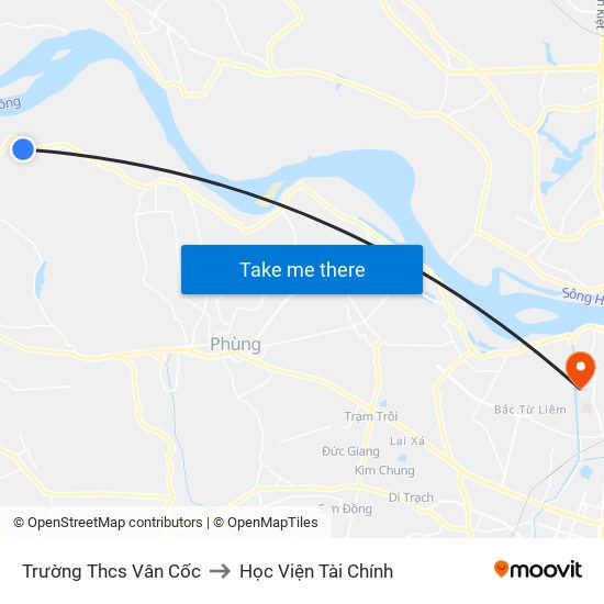 Trường Thcs Vân Cốc to Học Viện Tài Chính map