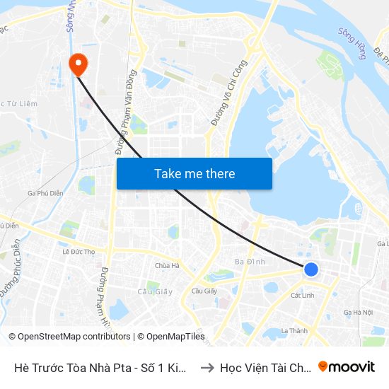 Hè Trước Tòa Nhà Pta - Số 1 Kim Mã to Học Viện Tài Chính map