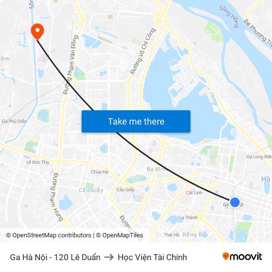 Ga Hà Nội - 120 Lê Duẩn to Học Viện Tài Chính map