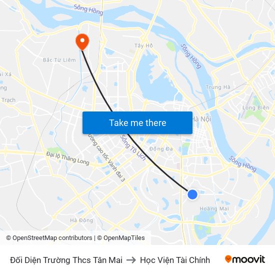 Đối Diện Trường Thcs Tân Mai to Học Viện Tài Chính map