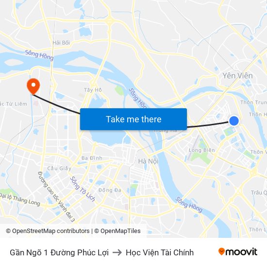 Gần Ngõ 1 Đường Phúc Lợi to Học Viện Tài Chính map