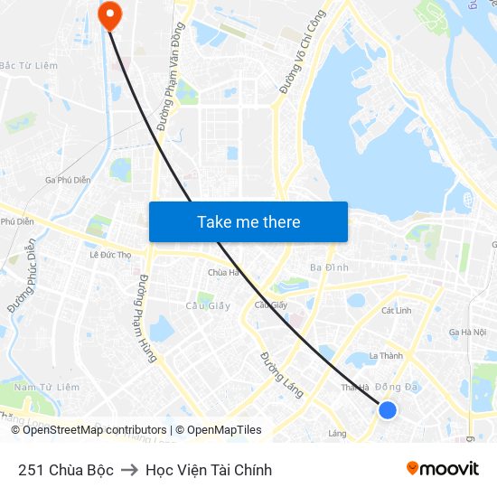 251 Chùa Bộc to Học Viện Tài Chính map