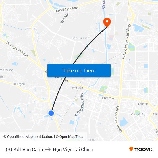 (B) Kđt Vân Canh to Học Viện Tài Chính map