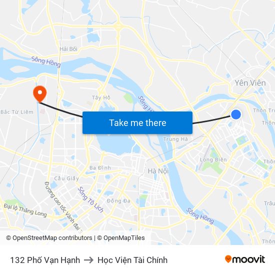 132 Phố Vạn Hạnh to Học Viện Tài Chính map