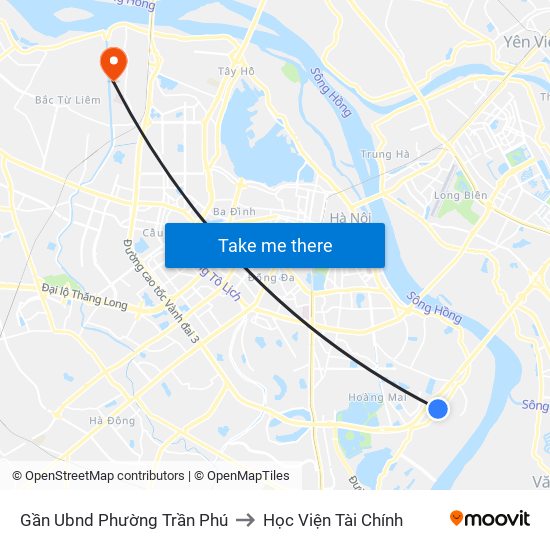 Gần Ubnd Phường Trần Phú to Học Viện Tài Chính map