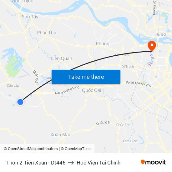 Thôn 2 Tiến Xuân - Dt446 to Học Viện Tài Chính map