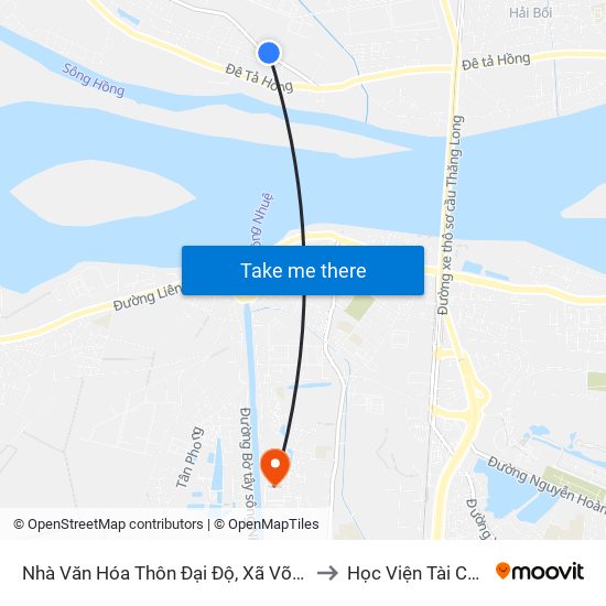 Nhà Văn Hóa Thôn Đại Độ, Xã Võng La to Học Viện Tài Chính map