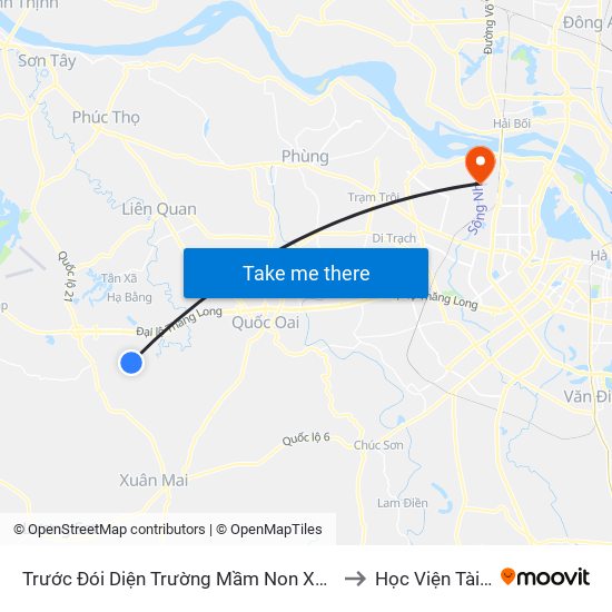 Trước Đói Diện Trường Mầm Non Xã Phú Cát 50m to Học Viện Tài Chính map