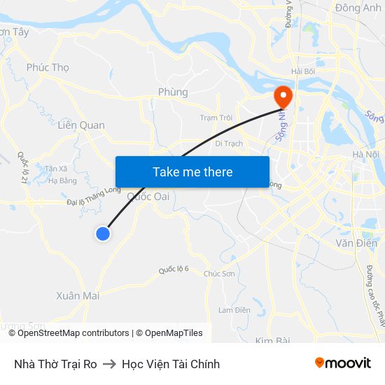 Nhà Thờ Trại Ro to Học Viện Tài Chính map