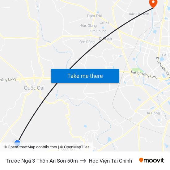 Trước Ngã 3 Thôn An Sơn 50m to Học Viện Tài Chính map