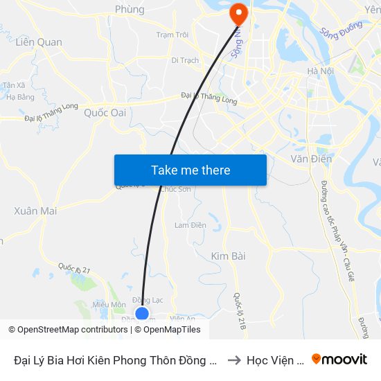 Đại Lý Bia Hơi Kiên Phong Thôn Đồng Mít, Đồng Tâm - Tỉnh Lộ 429 to Học Viện Tài Chính map