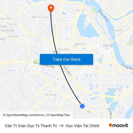 Gần Tt Giáo Dục Tx Thanh Trì to Học Viện Tài Chính map