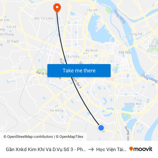 Gần Xnkd Kim Khí Và D.Vụ Số 3 - Phan Trọng Tuệ to Học Viện Tài Chính map