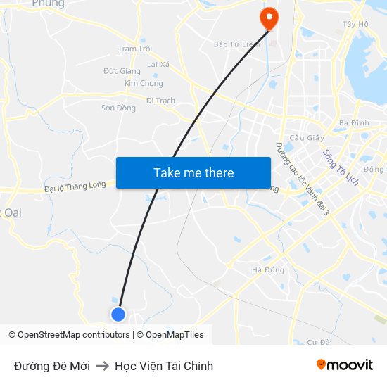 Đường Đê Mới to Học Viện Tài Chính map