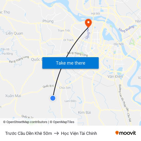 Trước Cầu Dền Khê 50m to Học Viện Tài Chính map