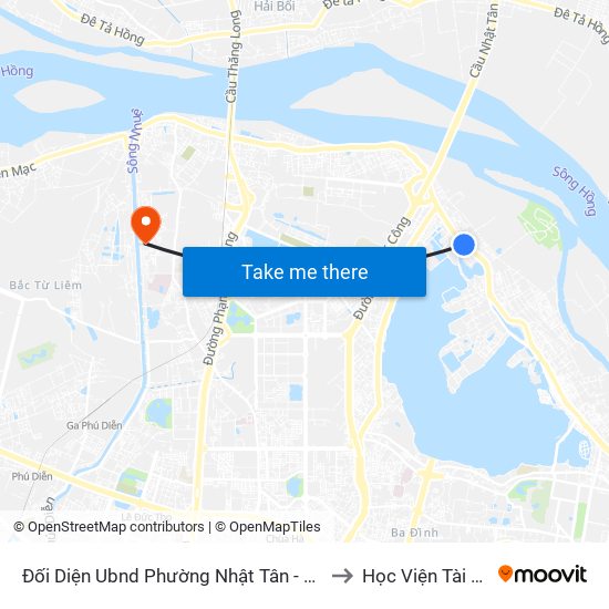 Đối Diện Ubnd Phường Nhật Tân - 399 Âu Cơ to Học Viện Tài Chính map